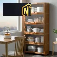 Tủ đồ khô phòng bếp kết hợp kính